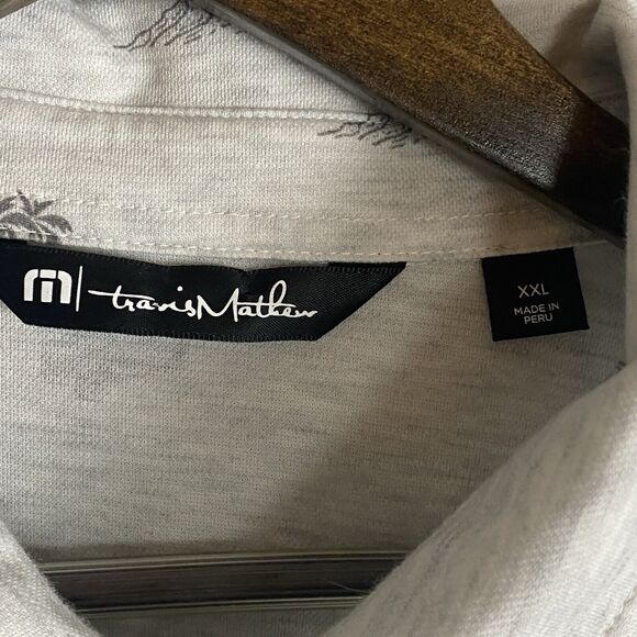 TRAVIS MATHEW Mens Gray All Over Print Polo Short Sleeve Shirt Size XXL Golf - Picture 4 of 9